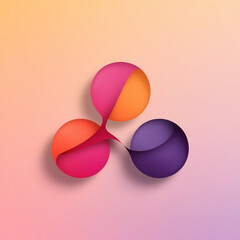 Capture Asana's essence with a minimalist logo featuring vibrant pink, orange, and purple dots in a triangle on white. Reflects simplicity, teamwork, and productivity.