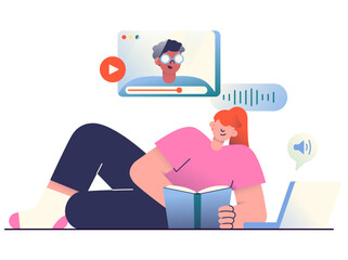 Watching a video for online education