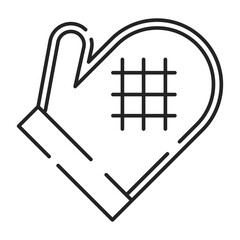 Oven mitten line icon vector isolated. Simple symbol of cooking glove. Protection from skin burn. Textile kitchen utensil.