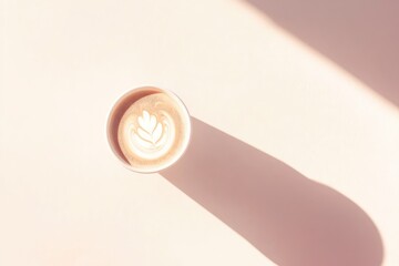 Minimalist Aesthetic: Cappuccino Cup with Latte Art for Modern Design