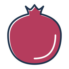 Pomegranate line icon vector isolated. Natural organic fruit. Dessert full of vitamins. Sweet food.