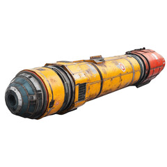 Futuristic Spacecraft Cargo Container in Yellow and Orange