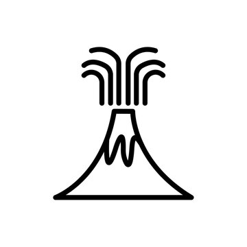 black volcano erupting simple outline clip art preview