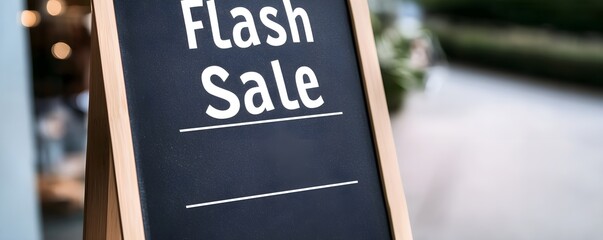 Large Blank Chalkboard Style Sign Displaying Flash Sale Announcement with Room for Additional Information in a Discount Promotion Setting