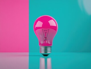 Fototapeta premium Pink Light Bulb on Table