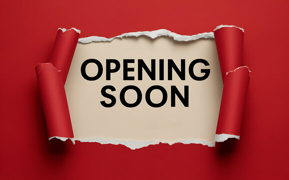 Opening soon background with paper sign. opening soon banner template. opening soon ribbon label sign