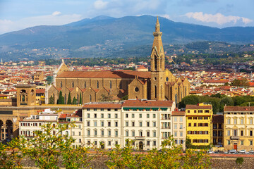 Santa Croce aerial view, Florence, Italy