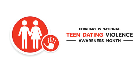 February Is Teen Dating Violence Awareness Month. People and hand. Great for cards, banners, posters, social media and more. White background. 