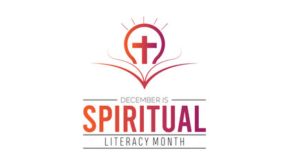 Spiritual Literacy Month is observed every year on December. Holidays Awareness concept. background, placard, banner template Vector illustration design.