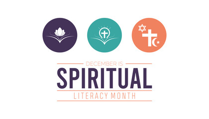 Spiritual Literacy Month is observed every year on December. Holidays Awareness concept. background, placard, banner template Vector illustration design.