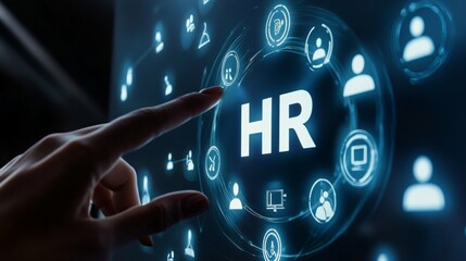 Text and icon "HR": digital platform