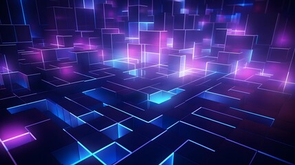 Obraz premium 3d rendering of purple and blue abstract geometric background. Scene for advertising, technology, showcase, banner, game, sport, cosmetic, business, metaverse. Sci-Fi Illustration. Product display