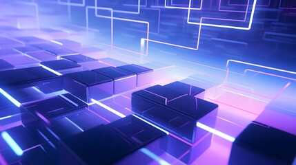 Obraz premium 3d rendering of purple and blue abstract geometric background. Scene for advertising, technology, showcase, banner, game, sport, cosmetic, business, metaverse. Sci-Fi Illustration. Product display