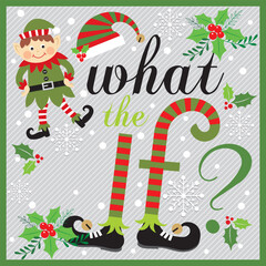 Christmas card design with elf and elfish boots