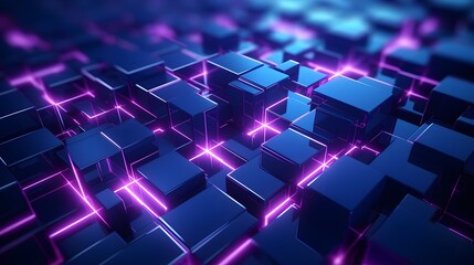 Obraz premium 3d rendering of purple and blue abstract geometric background. Scene for advertising, technology, showcase, banner, game, sport, cosmetic, business, metaverse. Sci-Fi Illustration. Product display