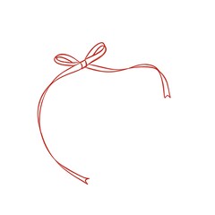 Freehand red bow ribbon template
