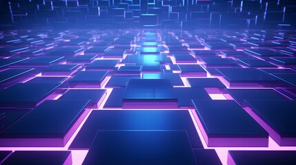 Obraz premium 3d rendering of purple and blue abstract geometric background. Scene for advertising, technology, showcase, banner, game, sport, cosmetic, business, metaverse. Sci-Fi Illustration. Product display