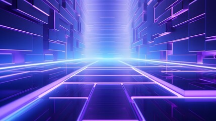 3d rendering of purple and blue abstract geometric background. Scene for advertising, technology, showcase, banner, game, sport, cosmetic, business, metaverse. Sci-Fi Illustration. Product display