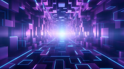 3d rendering of purple and blue abstract geometric background. Scene for advertising, technology, showcase, banner, game, sport, cosmetic, business, metaverse. Sci-Fi Illustration. Product display