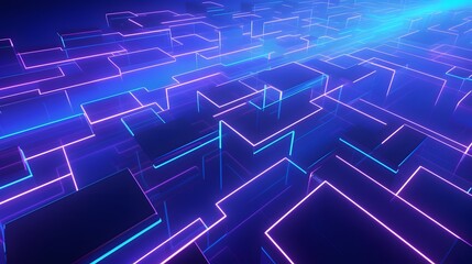 Obraz premium 3d rendering of purple and blue abstract geometric background. Scene for advertising, technology, showcase, banner, game, sport, cosmetic, business, metaverse. Sci-Fi Illustration. Product display