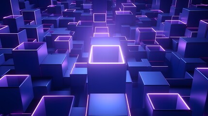 Fototapeta premium 3d rendering of purple and blue abstract geometric background. Scene for advertising, technology, showcase, banner, game, sport, cosmetic, business, metaverse. Sci-Fi Illustration. Product display