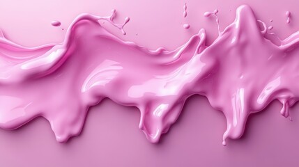 A vibrant splash of glossy pink fluid creates a dynamic and playful visual effect on a soft pink background.