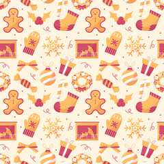 Christmas seamless pattern on a light background