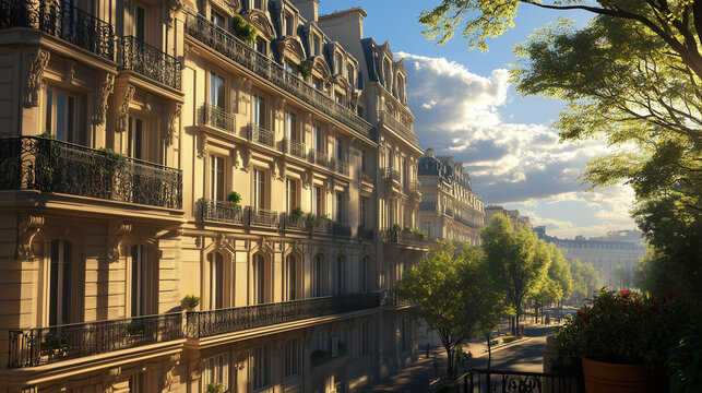 Photo de B&acirc;timents Haussmanniens &agrave; Paris par Journ&eacute;e Ensoleill&eacute;e