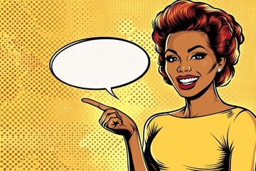 A pop art-style comic book page with a blank speech bubble in the center © EnelEva