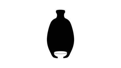 Antique Sake Bottle, black isolated silhouette