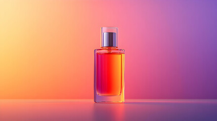 Glass Perfume Bottle on Gradient Background - 3D Illustration