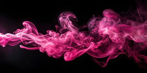 Abstract Swirls of Pink Smoke Against a Deep Black Background