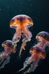 large beautiful jellyfish swim in the ocean