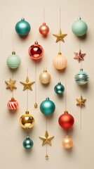 Fototapeta premium Colorful christmas decorations illuminated celebration accessories.