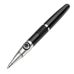 A black pen with a silver tip