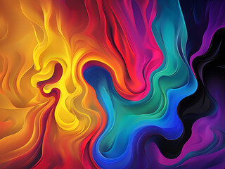 Obraz premium Abstract colorful background, energy flow: ethereal streams of color harmony - Abstract neon fractal wallpaper with space, dynamic spectrum swirls in radiant flow