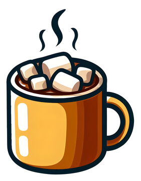 yellow mug hot chocolate marshmallows clip art preview