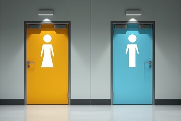The door in front of the restroom in the mall