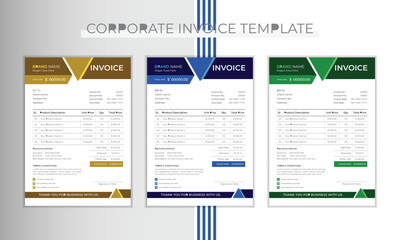 Invoice layout design in a4 size
