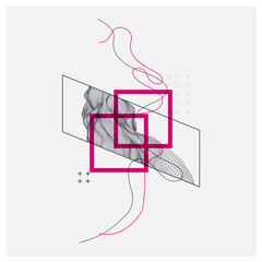 Abstract art wireframe background. Modern science or technology art elements. Surface illustration. Hand made vector.