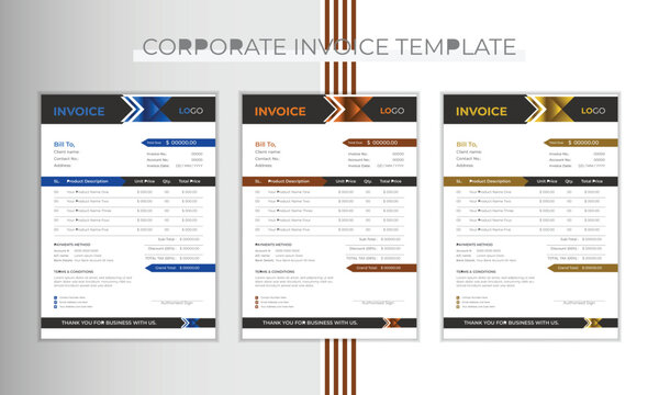 Simple & creative invoice template design in vector