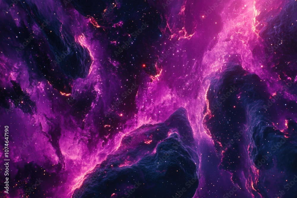 Wall mural purple galaxy with stars