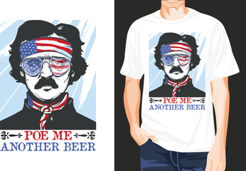 Bandana beer patriotic writer t-shirt design