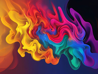 Abstract colorful background, energy flow: ethereal streams of color harmony - Abstract neon fractal wallpaper with space, dynamic spectrum swirls in radiant flow