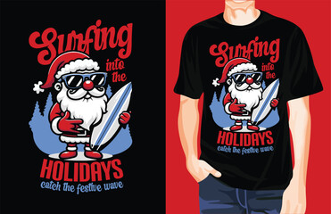 Surfing into the holidays t-shirt design