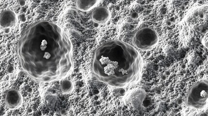 Microscopic view of graphene structure revealing intricate atomic patterns. Advanced material science and nanotechnology exploration.
