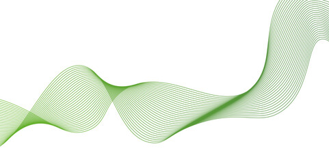 Abstract Green Wave Line Background, green wave melody lines on white background, Vector abstract graphic design Banner Pattern background template.White green Abstract Wallpaper