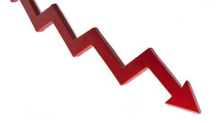 red color  upward and downward  arrow graph showing rising trend and down, cut out and png and transparent background "