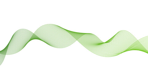 Abstract Green Wave Line Background, green wave melody lines on white background, Vector abstract graphic design Banner Pattern background template.White green Abstract Wallpaper