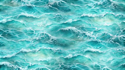 Obraz premium Seamless Abstract Pattern of Turquoise Waves with Foamy White Caps